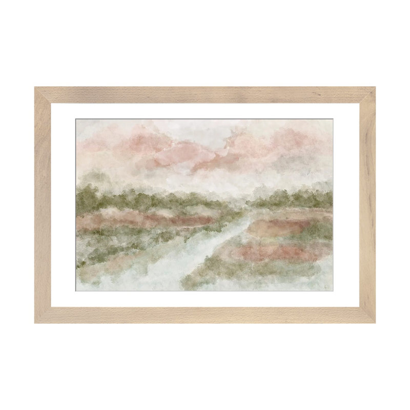 Eaux paisibles, Papier avec cadre en bois naturel ouvert, Blanc, H 16 po x l 24 po x P 1 po