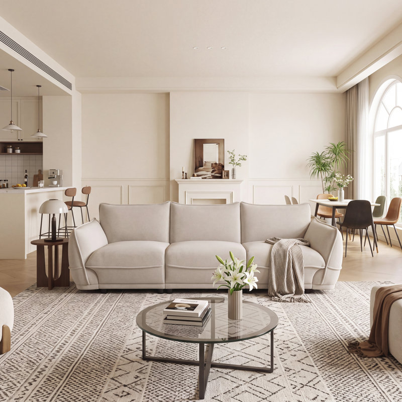 Canapé rembourré avec accoudoirs, Beige
