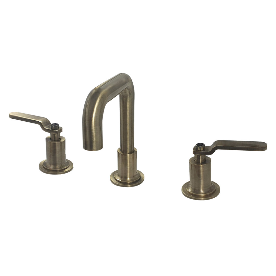 Kingston Brass Whitaker Two-Handle 3-Hole Deck Mount Widespread Bathroom Faucet with Push Pop-Up Drain Kingston Brass 