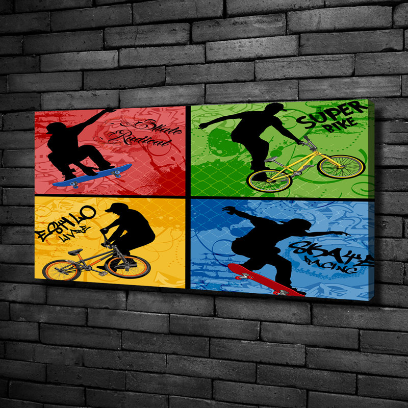 Bike And Skateboard - No Frame Print on Canvas