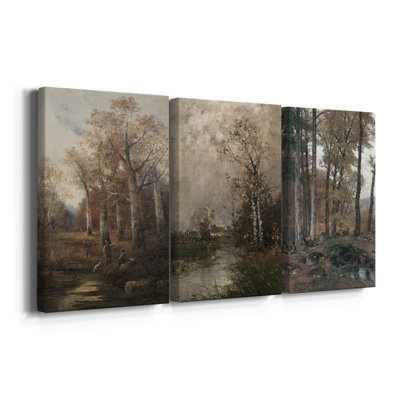 Paysage rétro CVII - Toile tendue avec châssis sur mesure - 3 pièces