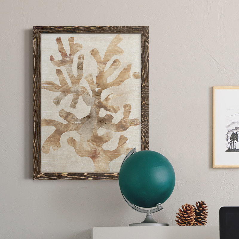 Parchemin corail I, toile encadrée de qualité supérieure - prête à être accrochée, H 24 po x l 20 po x P 1 po, Noyer