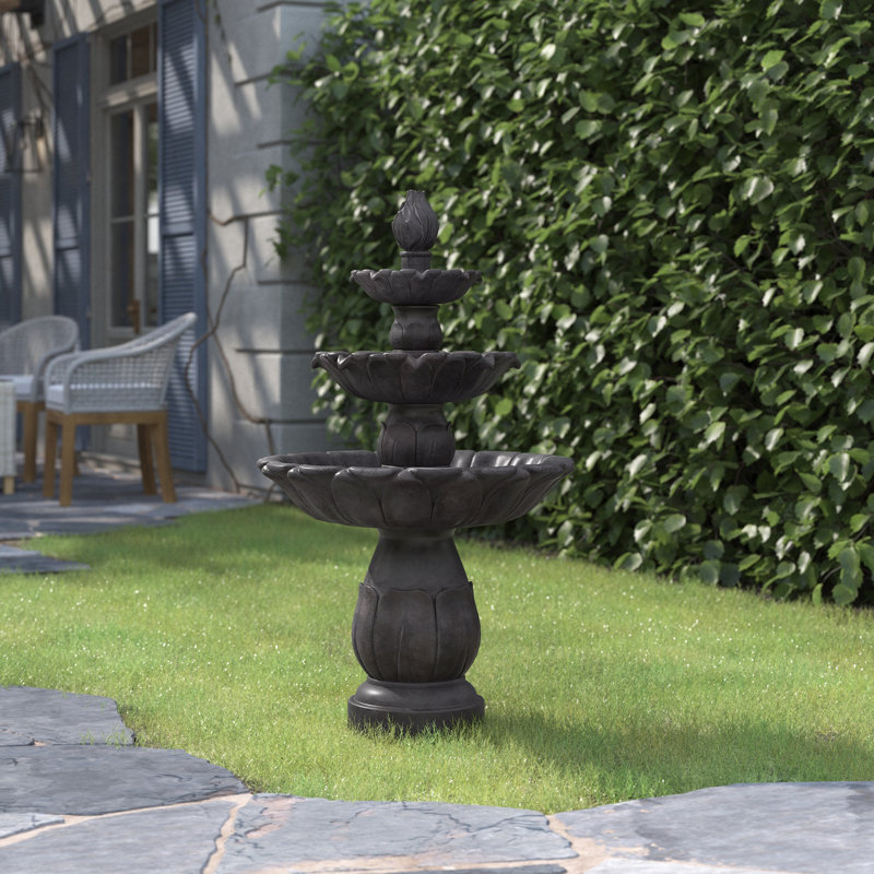 Arnolec Classic Tulip Polystone 3-Tier Outdoor Water Fountain - Dark Brown, Dark Brown