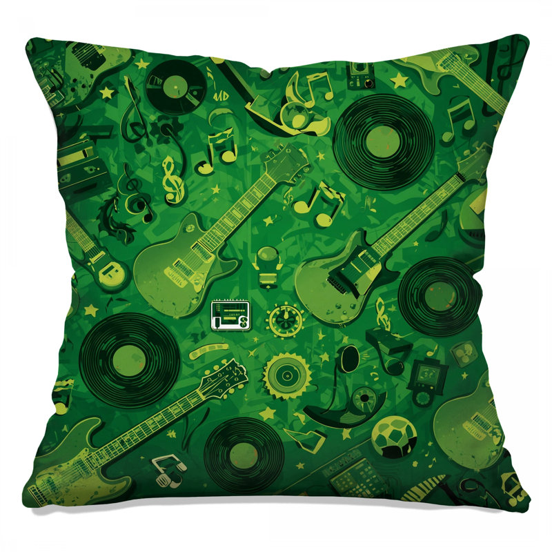 Coussins verts Green Musical Instruments, 14 X 14 pouces