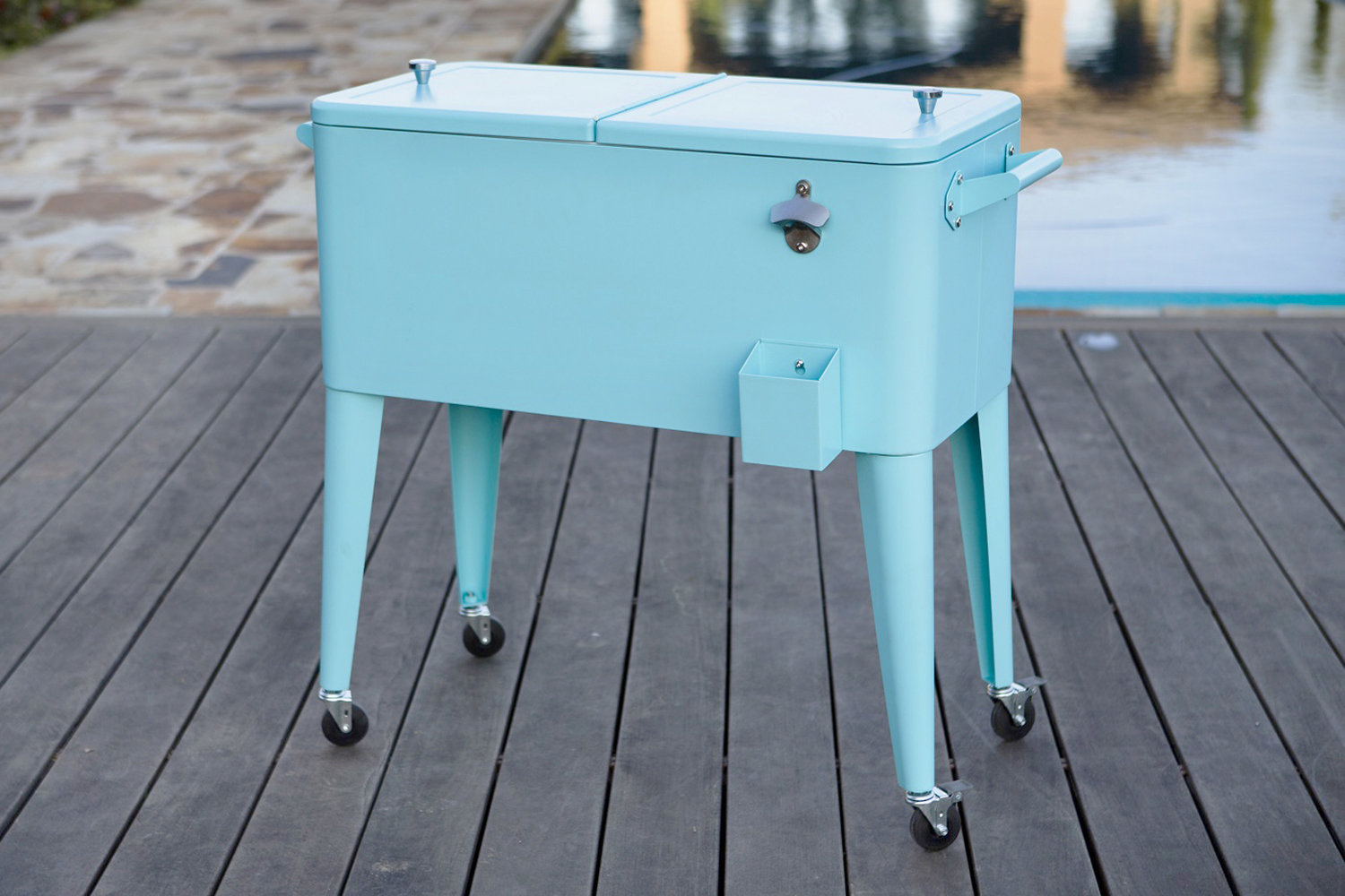 Permasteel Rolling Cooler, Without Divider, Turquoise