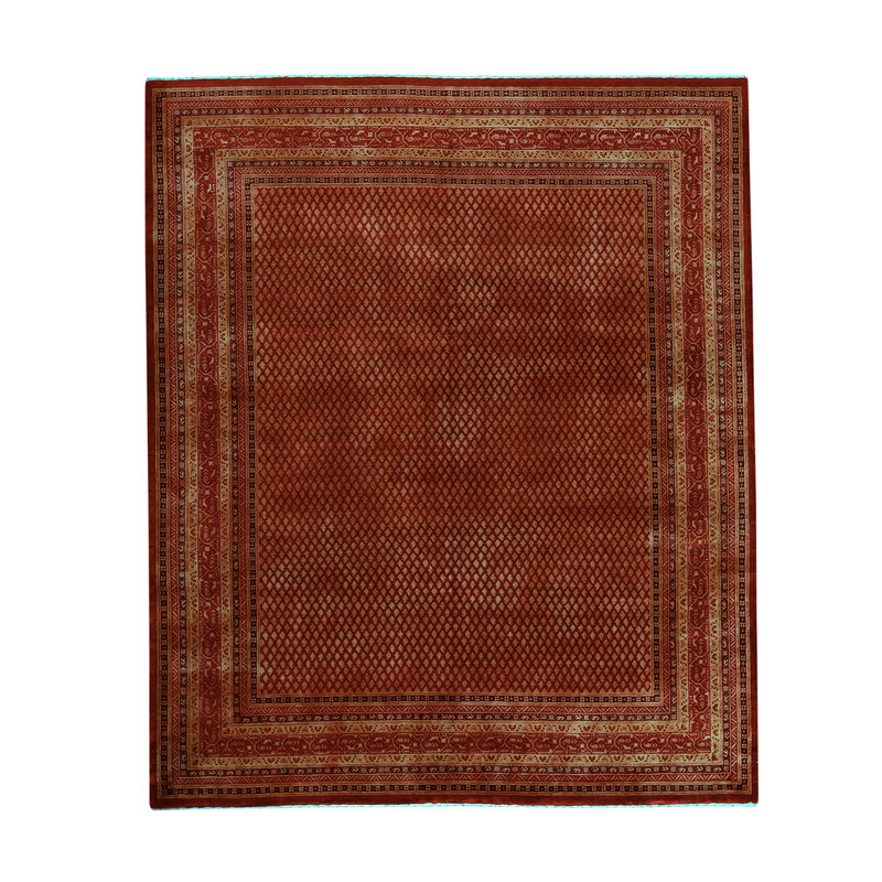 Wool Geometric Area Rug in Red/Black/Caramel