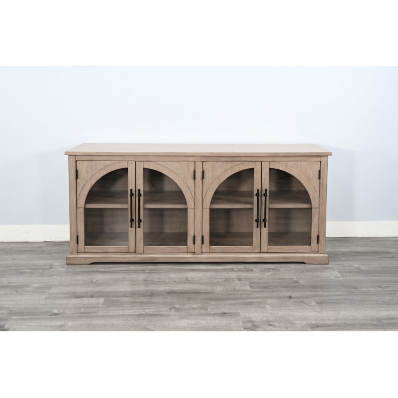 Vitrine en bois noir Elena avec portes en verre arquées, Noisette