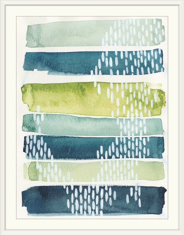 «Brodie-Gael Aqua Streak I» Grace Popp, impression, Cadre blanc, H 24 po x l 20 po x P 1 po
