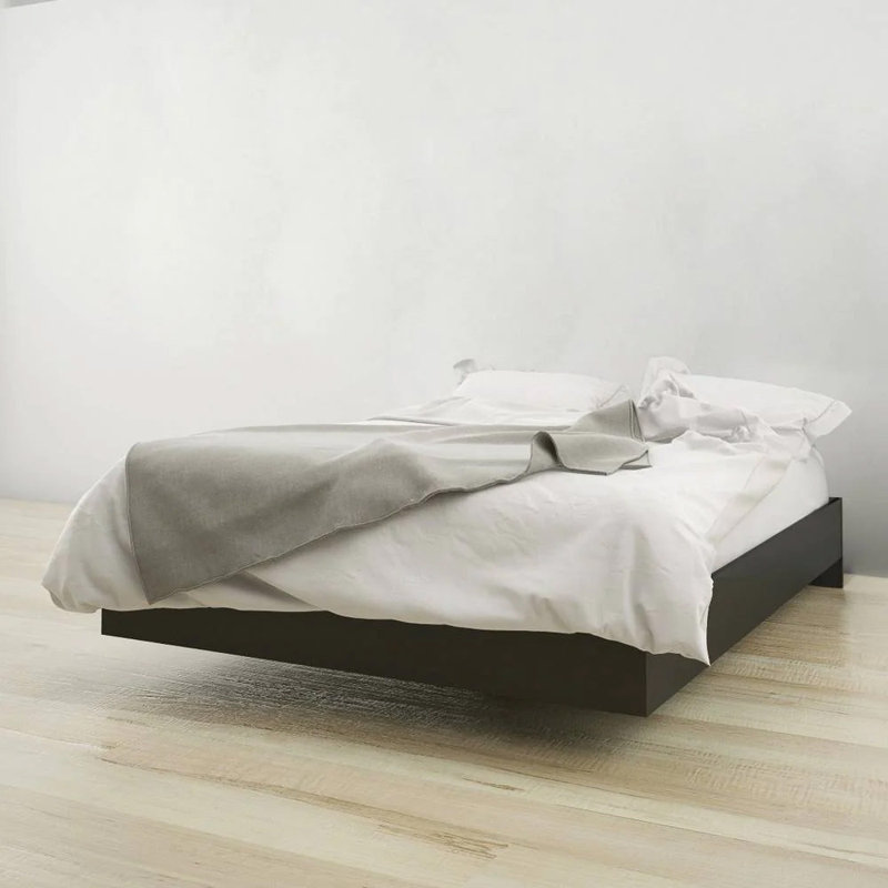 Lit flottant en bois (truffe) - Double, Noir