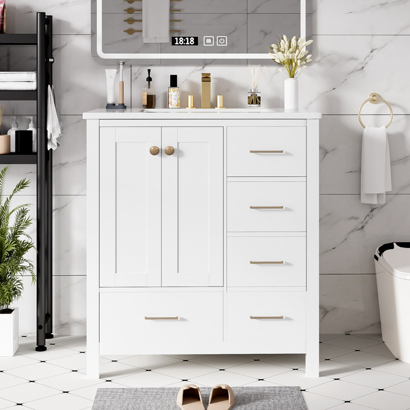 30'' Bathroom Vanity With Ceramic Sink Combo
