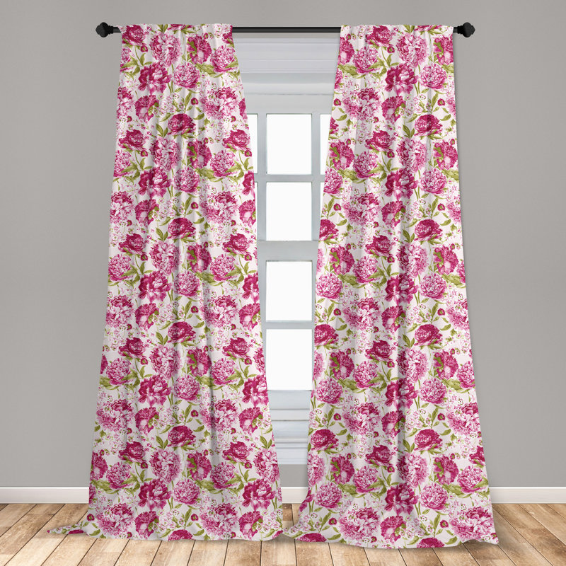 Flowers Floral Semi-Sheer Rod Pocket Curtain Panels, 28" x 84"