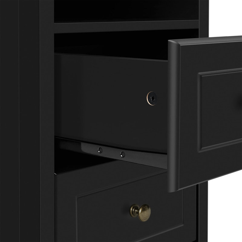 Laverriere 40cm W Manufactured Wood Bedside Table, Black