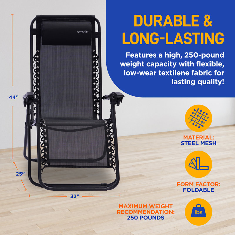 Katica Folding Beach Chair, Black