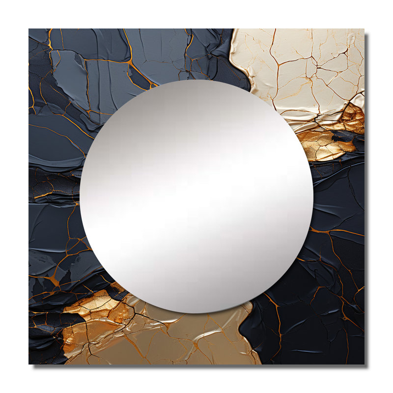 Miroir carré Guiliano - Minimalisme or et noir Poteries II, 23 po x 23 po