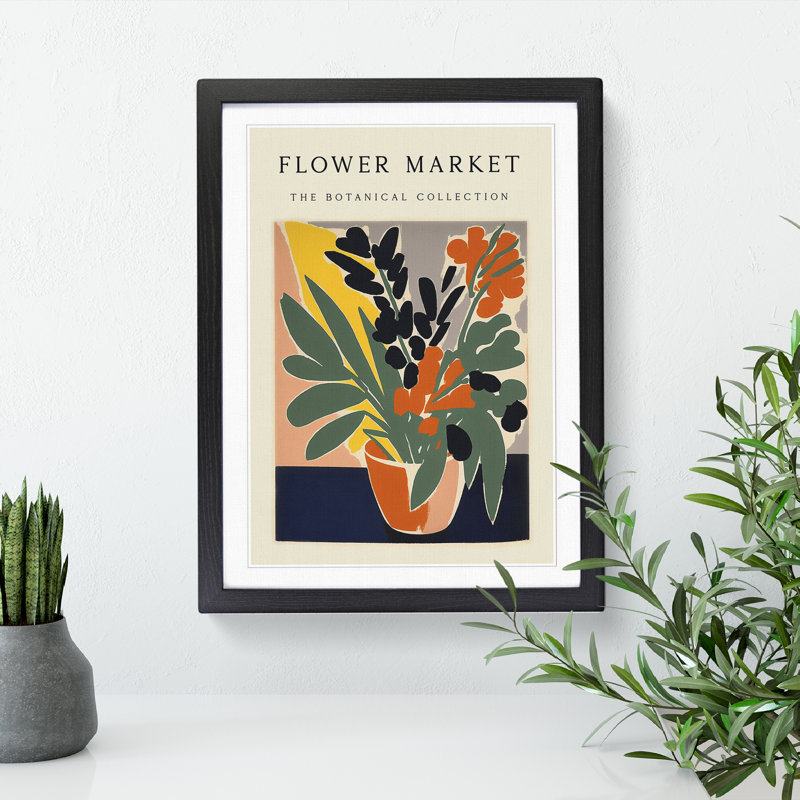 The Botanical Flower Market Exhibition No.3 - Single Picture Frame Print on Wood, 34cm H x 25cm W x 2cm D