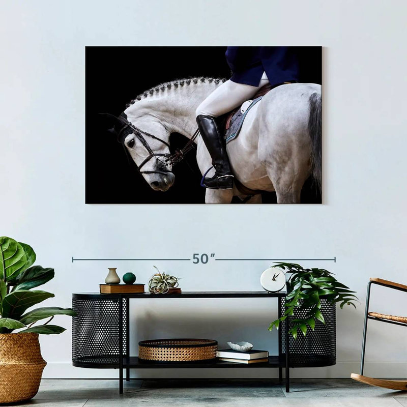 Sireci White Horse And Equestrian, 30" H x 45" W
