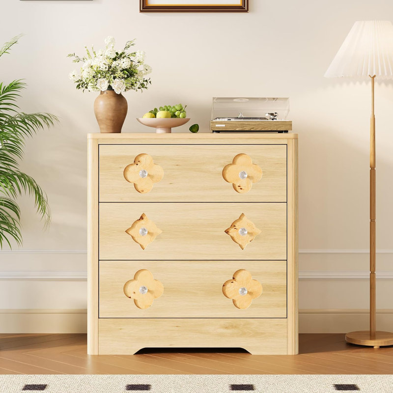 5-Drawer Tall Fluted Dresser With Rattan Boho Drawers, Large Wooden Storage Cabinet For Bedroom, Closet, Nursery, Living Room