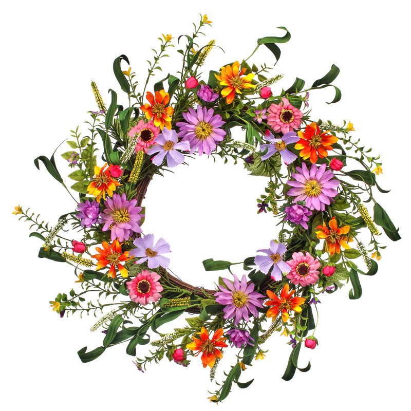 Faux Cosmos Polyester 22'' Wreath