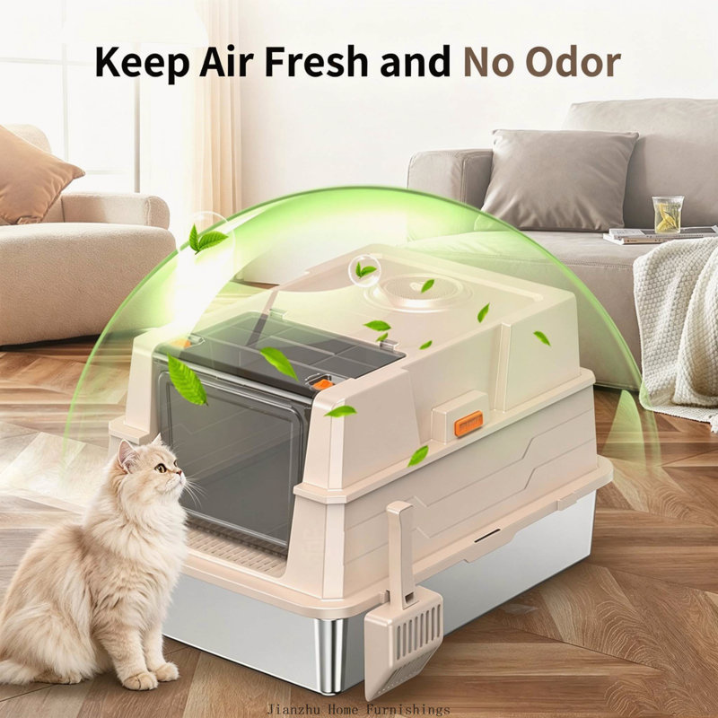 Litière pour chat en acier inoxydable, grande taille