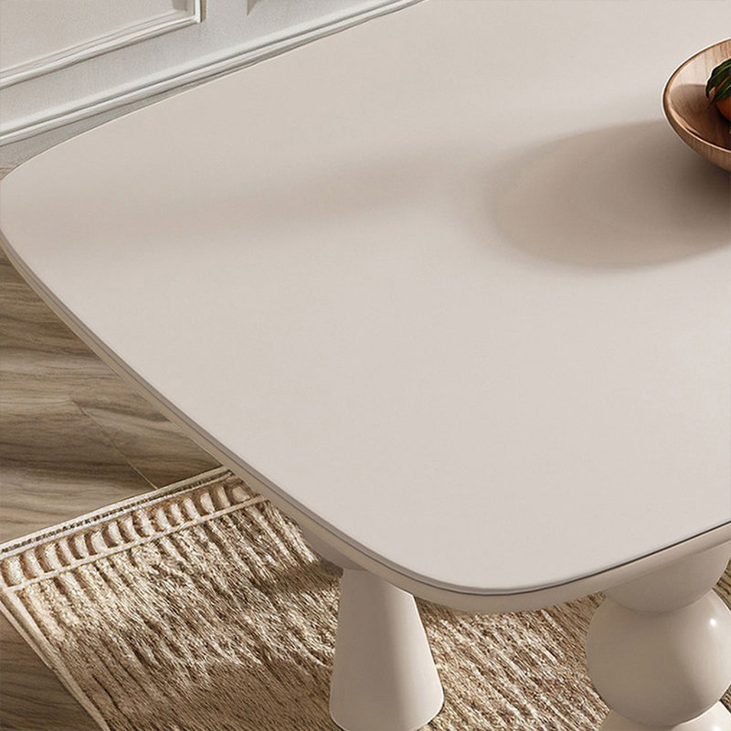 Table de salle à manger moderne blanc rectangulaire en pierre frittée, H 29,53 po x L 55,12 po x l 31,50 po