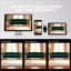 Canapé 3 places moderne en velours vert sauge avec détails dorés | Salon Bureau | Vert rétro | Velours