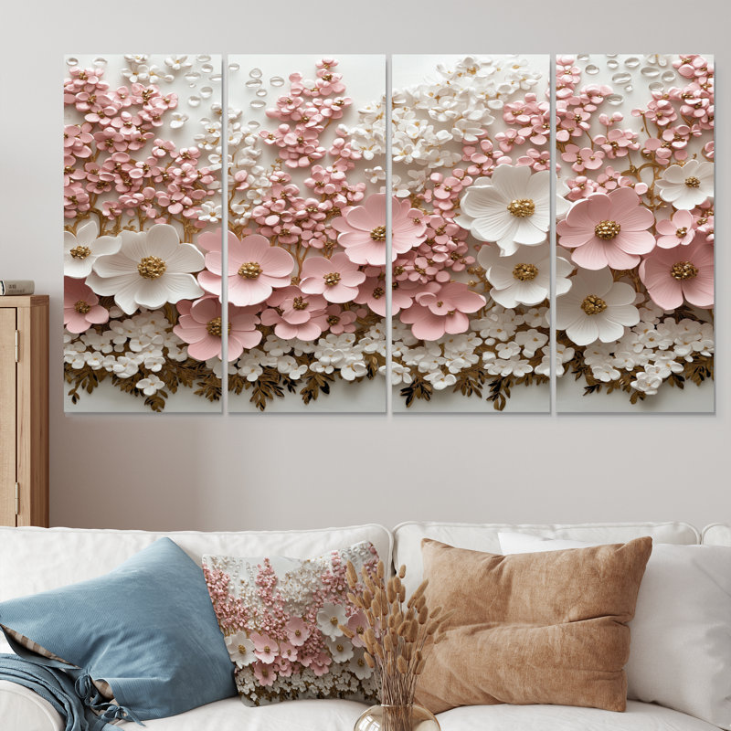 Bedwell - art mural cornouiller - art mural traditionnel, toile 4 pièces, H 32 po x l 64 po