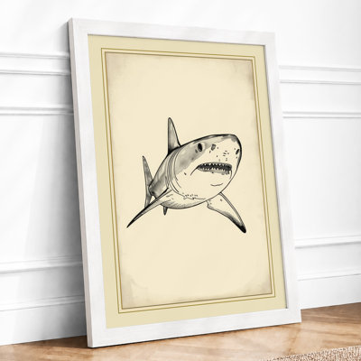 Great White Study Vintage - Framed Print