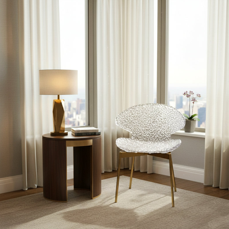 Fauteuil de salle à manger en polycarbonate de luxe D Sainte Swan - Chaise d'appoint sculpturale moderne avec pieds en acier pour la salle à manger et le bureau