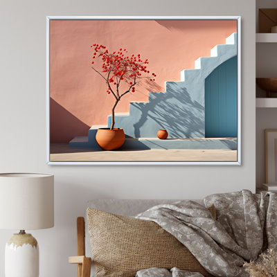 " Blue And Peach Minimalism Subdued Forms Harmony "
