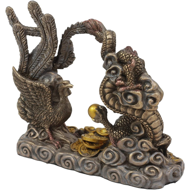 Figurine Arenado Yang Harmony Golden Dragon and Phoenix Talisman