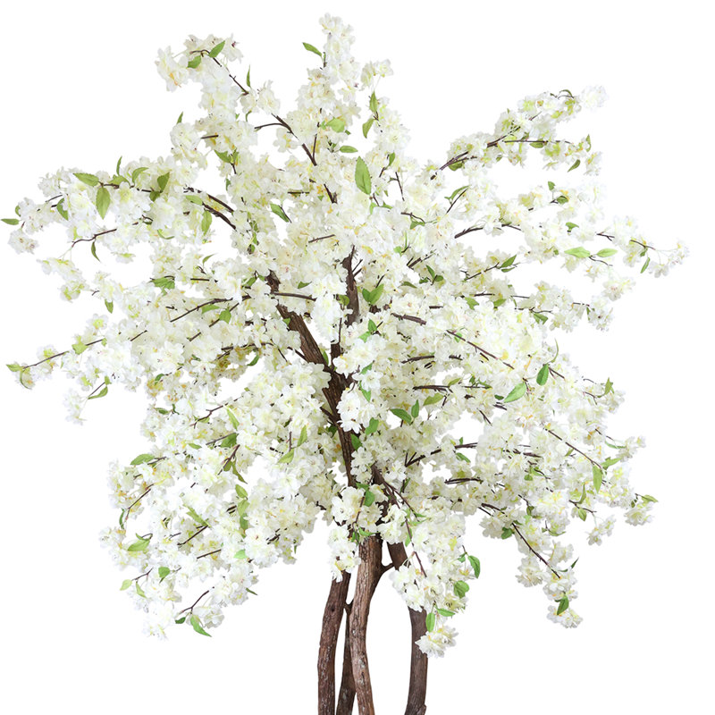 Faux Cherry Blossom Tree Plant in Fiberstone Planter