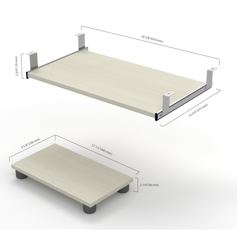 Balendin 2.8" H x 26.4" W Desk Keyboard Tray, White Chocolate