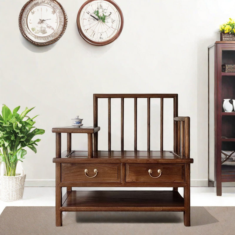 4 Pair Shoe Storage Bench, Brown