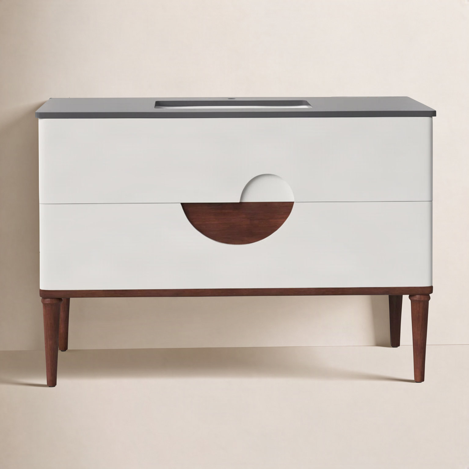 Kimber Cedar and Oak Single Bathroom Vanity, Beige