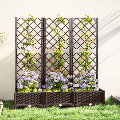 Lit surélevé en plastique, boîte de jardin avec treillis, 47 po x 16 po x 48 po