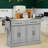 Kitchen Island Rolling Kitchen Island Cart With  2 Drawers, Spice, Knife And Towel Rack ,Gray