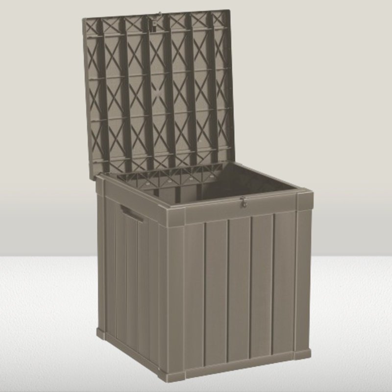 Light Brown Resin Lockable Outdoor Storage Deck Box