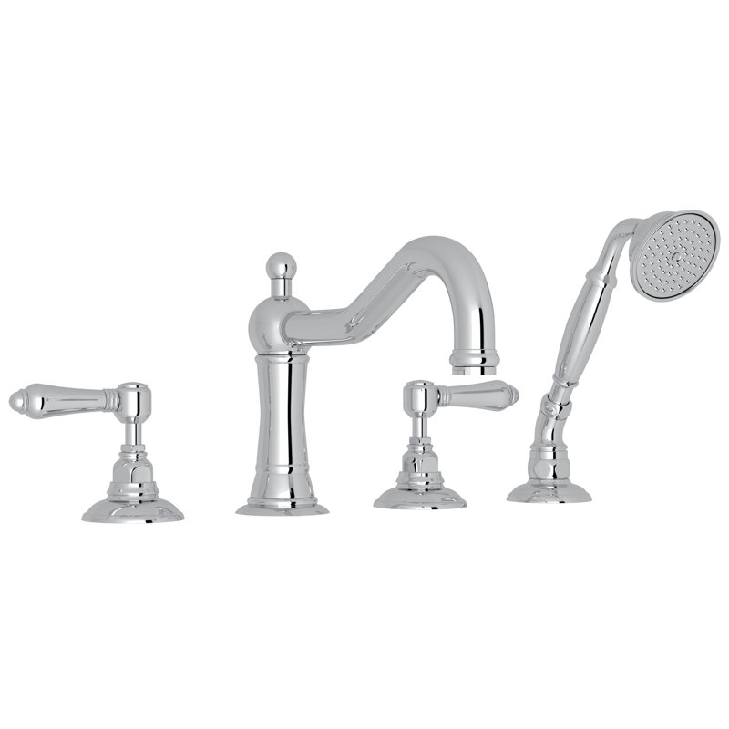 Acqui® 4-Hole Deck Mount Tub Filler, Metal Lever Handle, Polished Chrome