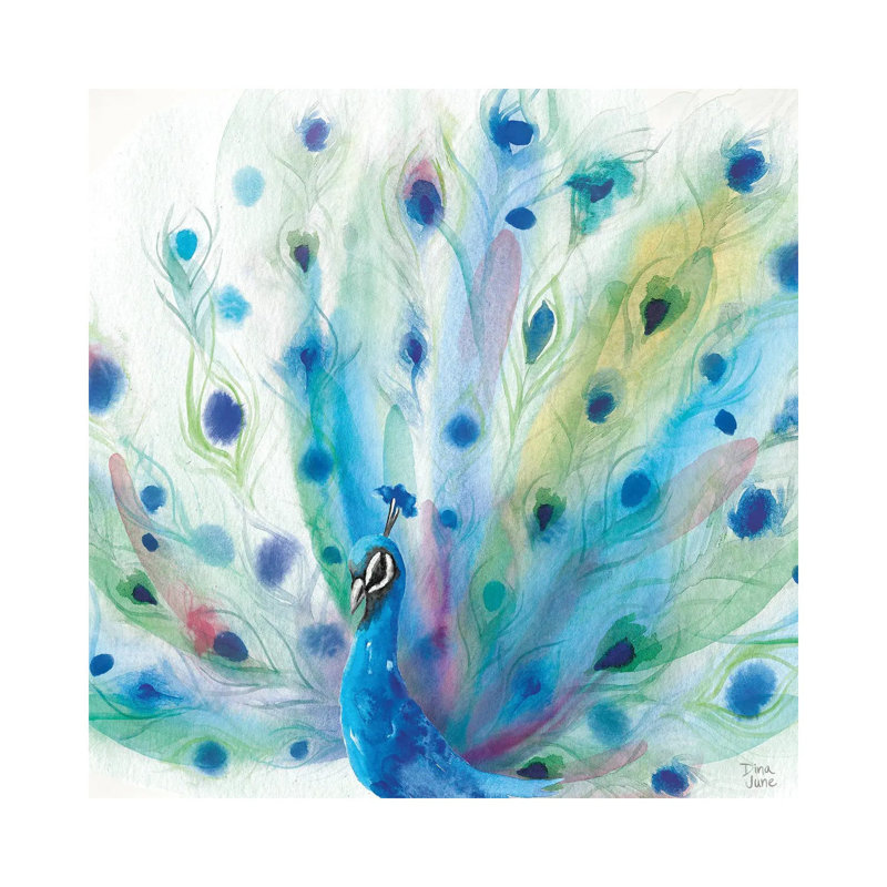 Peacock Glory V by Dina June - Wrapped Canvas Painting, 30.48 cm H x 30.48 cm W