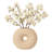 Boho Stoneware and Ceramic Decorative Vase with Sculptural Ribbed Design and Textured Wood Detailing-2053884436