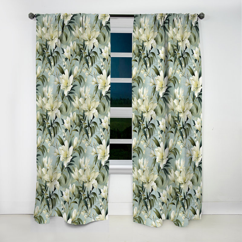 Bamboo Whispers Tropical Pattern I - Floral Curtain - Blackout Floral Curtain - 1 Panels, 52" W x 108" L