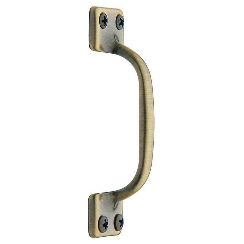 Sash Pull plate, 1.25" H x 4" W x 1" D, Antique Brass