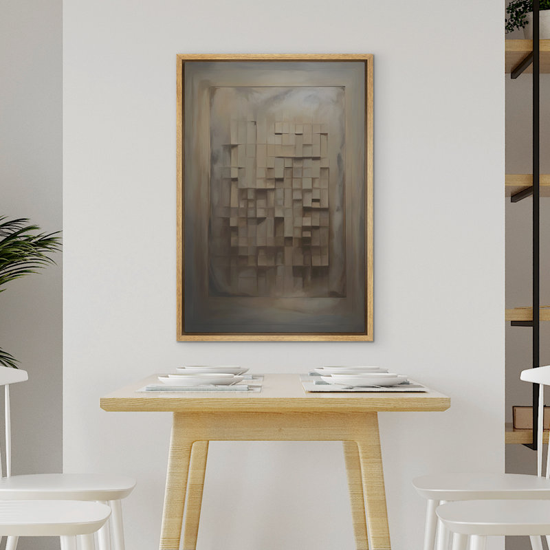 Impression sur toile encadrée de formes géométriques à effet 3D, Naturel, H 24 po x l 16 po