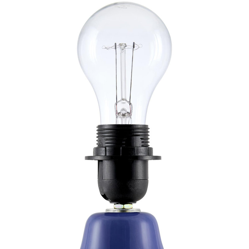 Ceramic Table Lamp with Linen Drum Shade, Dark Blue