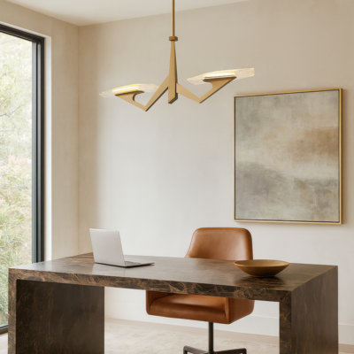 Down the Wrong Path 2-Light Linear Pendant - Brass Kisser - 10"D x 59"W x 22"H