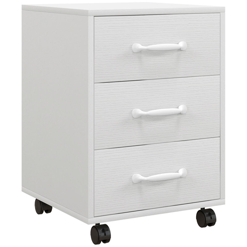 Erve 40cm Wide 3 -Drawer Mobile File Cabinet, White
