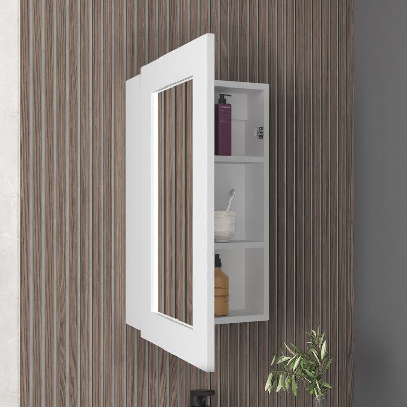 Armoire à pharmacie à miroir étroit H 25,7 po x l 15,7 po pour salle de bain et trousse - Blanc, peu encombrante, 3 tablettes à l'intérieur, porte à miroir, installation facile, cuisine de salle de bain en blanc, tablette intérieure, magnifique