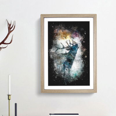 A Deer Stag Silhouette - Framed Print
