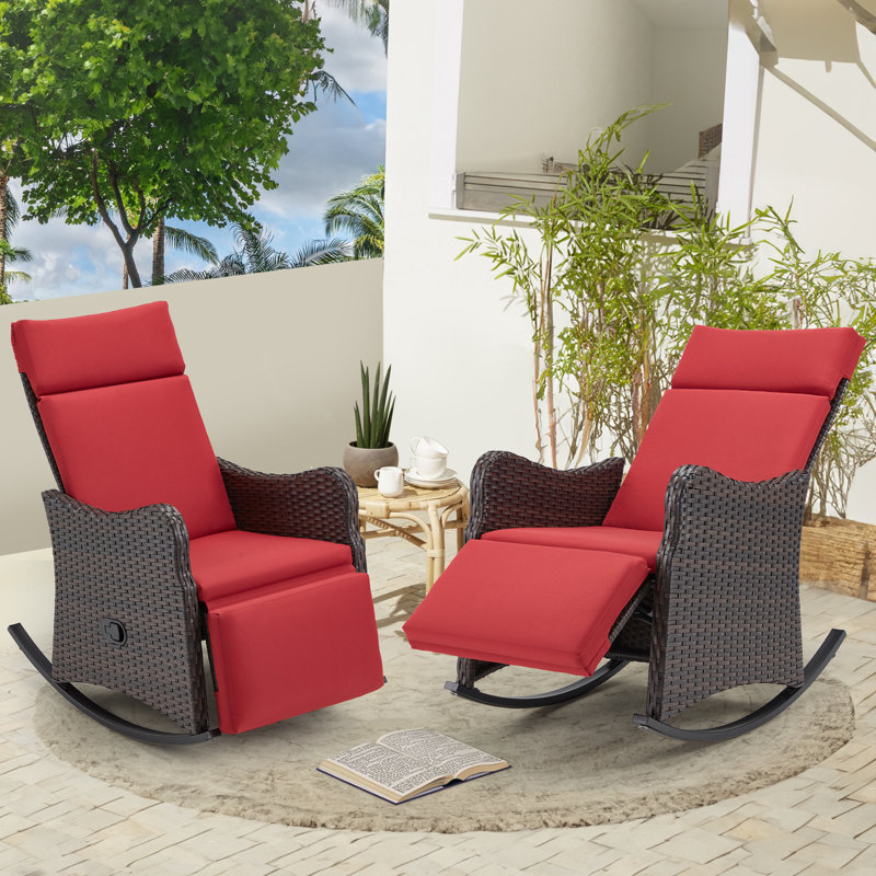 Ensemble de 2 chaises berçantes d'extérieur, Rouge