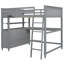 Lit mezzanine en bois pleine grandeur avec tiroirs, bureau et tablettes pour une utilisation compacte et multifonctionnelle-113482605
